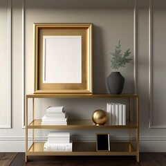 Blank Photo Frame Mockup in Living Room Interior