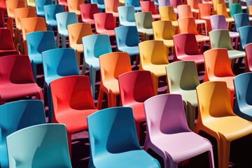 Obraz premium Empty rows of colorful chairs