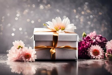 Fototapeta na wymiar gift box with flowers
