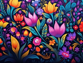 Floral Background, cartoon colorful Floral pattern