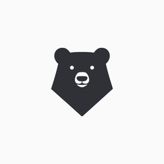 simple modern bold bear head logo vector icon illustration design, isolated in white background