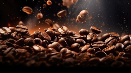 coffee beans on a brown background