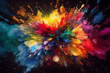 Poster Colorful explosion of emotions represented with vibrant colors - 3. Generative AI © Ilya