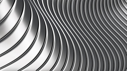 Abstract background, 3d silver wavy stripes pattern, interesting striped metallic chrome wallpaper.