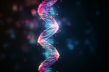 Visual representation of DNA's conceptual structure portrayed through digital illustration. Generative AI - obrazy, fototapety, plakaty