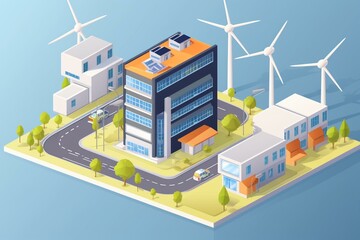 Image illustrating a sustainable energy plant design focused on renewable resources and environmental conservation. Generative AI