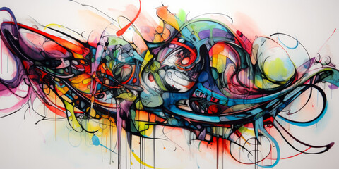 Crazy Colorful Abstract Graffiti Background Created Using Artificial Intelligence