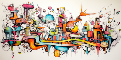 Crazy Colorful Abstract Graffiti Background Created Using Artificial Intelligence