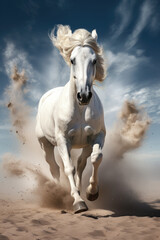 Obraz na płótnie Canvas Galloping white horse