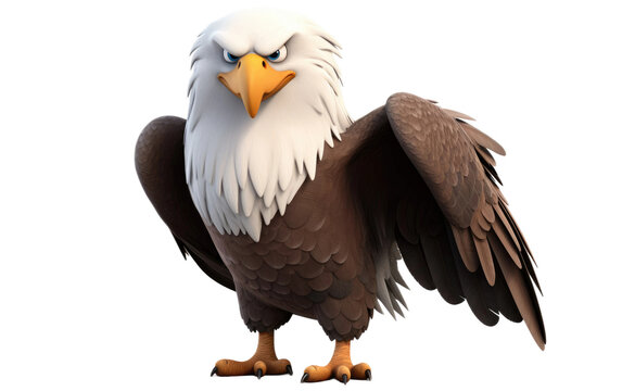 Cartoon Bald Eagle in 3D on isolated background