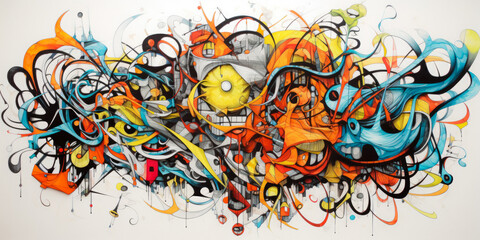 Crazy Colorful Abstract Graffiti Background Created Using Artificial Intelligence