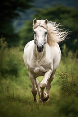 Obraz na płótnie Canvas Galloping white horse