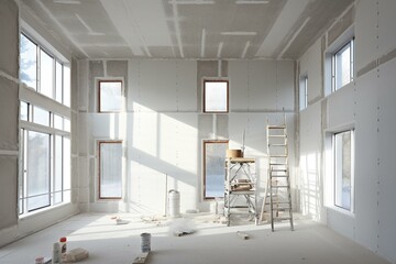 Building industry interior drywall and finish details. Generative AI - obrazy, fototapety, plakaty