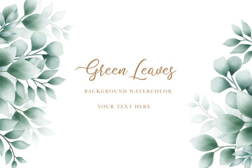watercolor green leaves background 