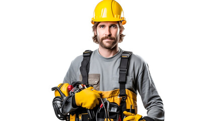 Fototapeta premium Réparateur, homme de chantier pour les travaux à la maison avec transparence, sans background