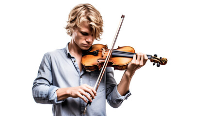 Musicien violoniste, joueur de violon avec transparence, sans background - obrazy, fototapety, plakaty