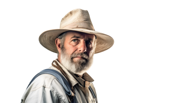 Pécheur avec sa tenue pour aller à la pêche avec transparence, sans background