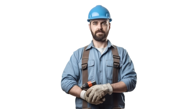 Réparateur, homme de chantier pour les travaux à la maison avec transparence, sans background