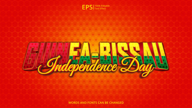 guinea bissau editable text effect with guinea bissau flag pattern suitable for poster design about holiday, Feast day or guinea bissau independence day moment