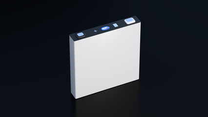 white prismatic cell, rectangular lithium ion phosphate LFP battery for modern electric vehicles and energy storage, 3d rendering - obrazy, fototapety, plakaty