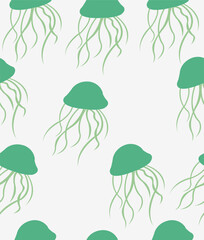 Jellyfish pattern on a grey background.