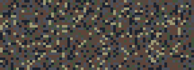 Geometric Banner in Army Camo colors. Retro Pixel Theme Banner. Vector Illustration. 
