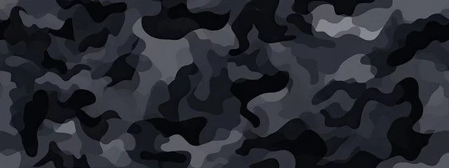 Rolgordijnen Seamless rough textured military, hunting or paintball camouflage pattern in a dark black and grey night palette. Tileable abstract contemporary classic camo fashion textile surface design texture © Eli Berr
