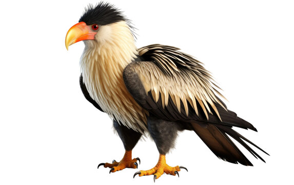 3D Image Cartoon Crested Caracara on isolated background