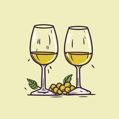 Two glasses of White wine icon - Vector