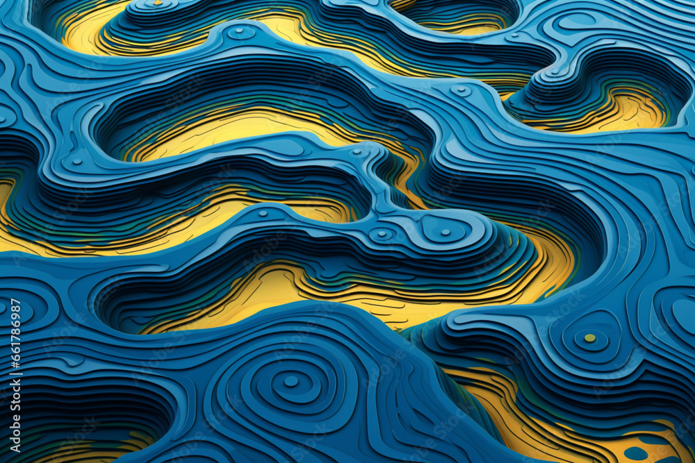 Poster An image featuring abstract interpretations of the Tigris and Euphrates rivers, which were central to the agricultural prosperity of Sumer.  