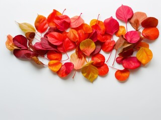 Red autumn leaves, white background, synthetic source