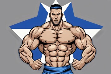 Bulky Muscle Israel man illustration ai art