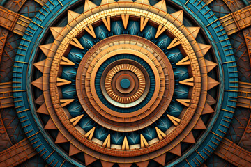 An image showcasing abstract interpretations of sacred geometry found in the art and architecture of the Indus Valley Civilization, with harmonious shapes and balanced colors.  