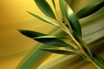 An abstract portrayal of an olive branch, with flowing lines and soothing shades of green. 
