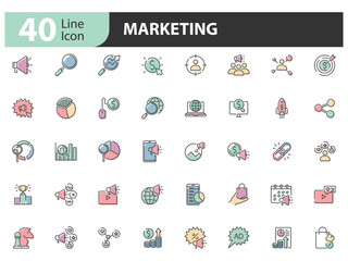 set of marketing icon, business, advertising, statistic