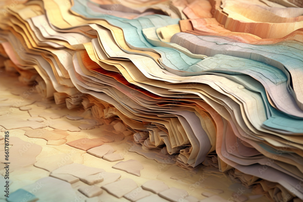 Aufkleber An abstract representation of the Dead Sea Scrolls, with fragmented shapes and a muted color palette. 