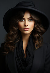 glamor portrait of a stunningly beautiful woman wearing a hat