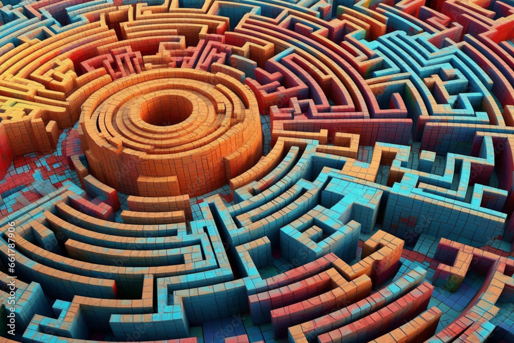 Aufkleber An image showcasing abstract interpretations of the Minoan labyrinth, with intricate patterns and a mesmerizing color palette.