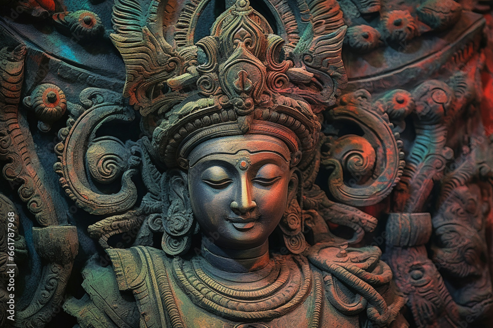 Aufkleber An abstract interpretation of Gandhara art, with flowing lines and delicate motifs.