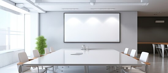 Room with screen for projections With copyspace for text