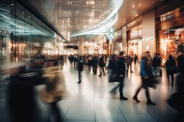 Foto op Plexiglas Motion blured crowd in the mall © thejokercze