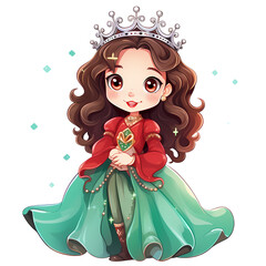 Cute Princess Santa Claus Christmas Clipart Illustration