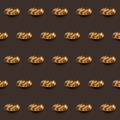 Fototapeta na wymiar Delicious Dumplings Dim Sum food seamless photo pattern on a solid color background