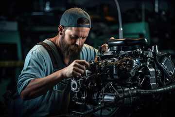 Fototapeta na wymiar Professional fixing automotive engine