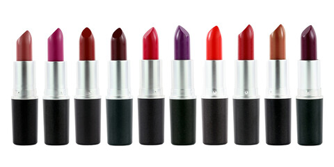 Obraz premium Multiple Color Lipsticks Collection in White Background Graphic - Cosmetics Product