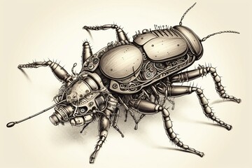 Illustration of secretive mechanical bugs. Generative AI