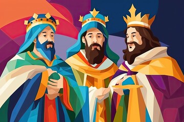 Obraz premium The three wise men. Christianity tradition at Christmas. Generative Ai