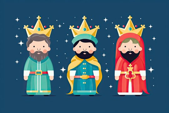 The three wise men. Christianity tradition at Christmas. Generative Ai