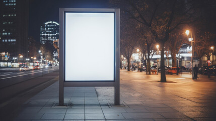 Blank horizontal street poster billboard in dusk night for marketing or advertisement with copy space
