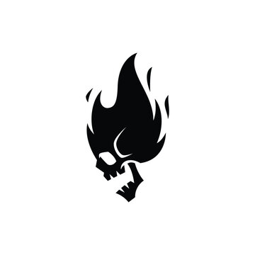 fire skull logo vector icon illustration